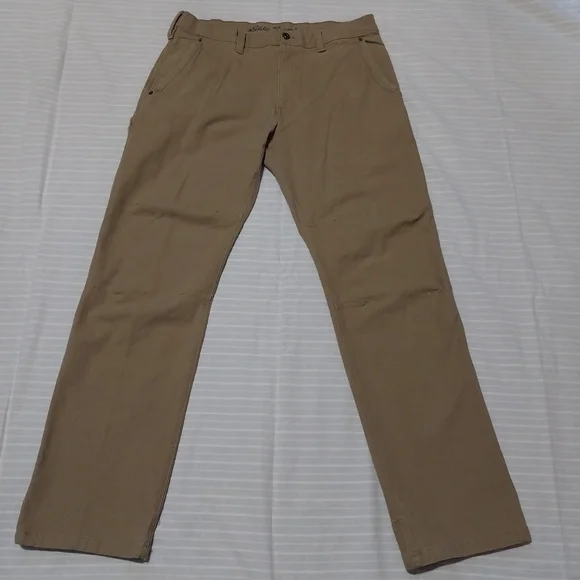 Eddie Bauer Relaxed Fit Utility Pants Mens 36 Tan Gray Canvas Cargo Jeans - Picture 4 of 10